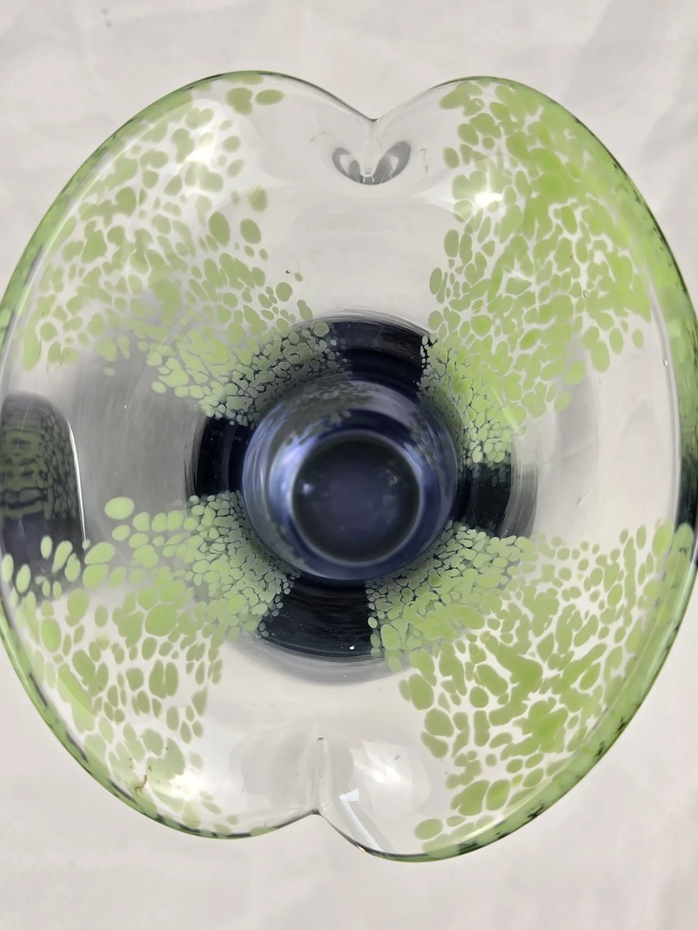 Vintage Teleflora Art Glass Vases Pair Chartreuse Green Purple Spatter